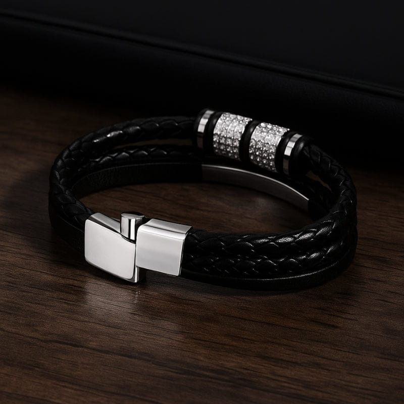 bracelet cuir homme tressé avec fermoir magnétique personnalisation gratuite