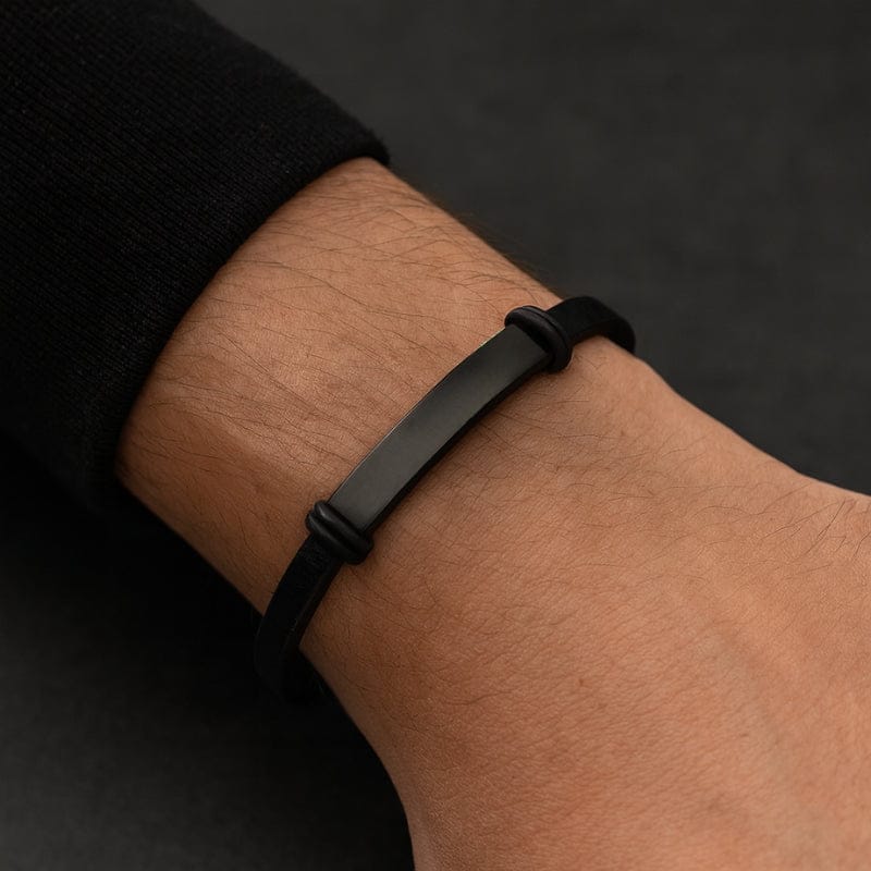 Bracelet en cuir homme avec acier gravable avec prenom
