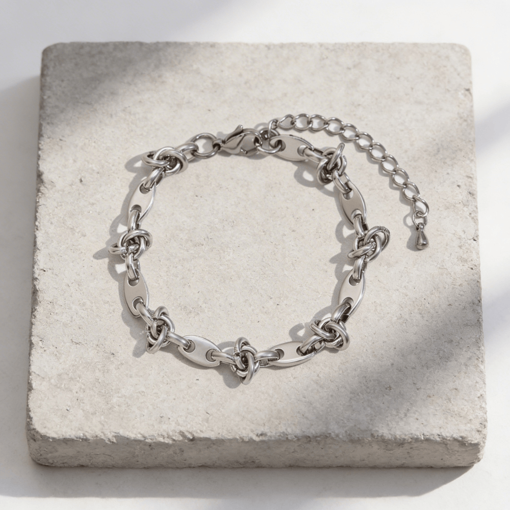Bracelet gourmette grain de café argent homme acier