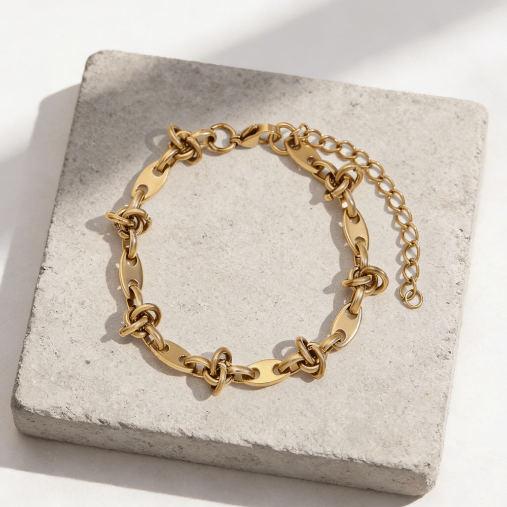 Bracelet gourmette grain de café or homme acier inoxydable