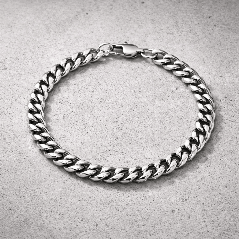 Bracelet homme gourmette argent grosse maille acier inoxydable