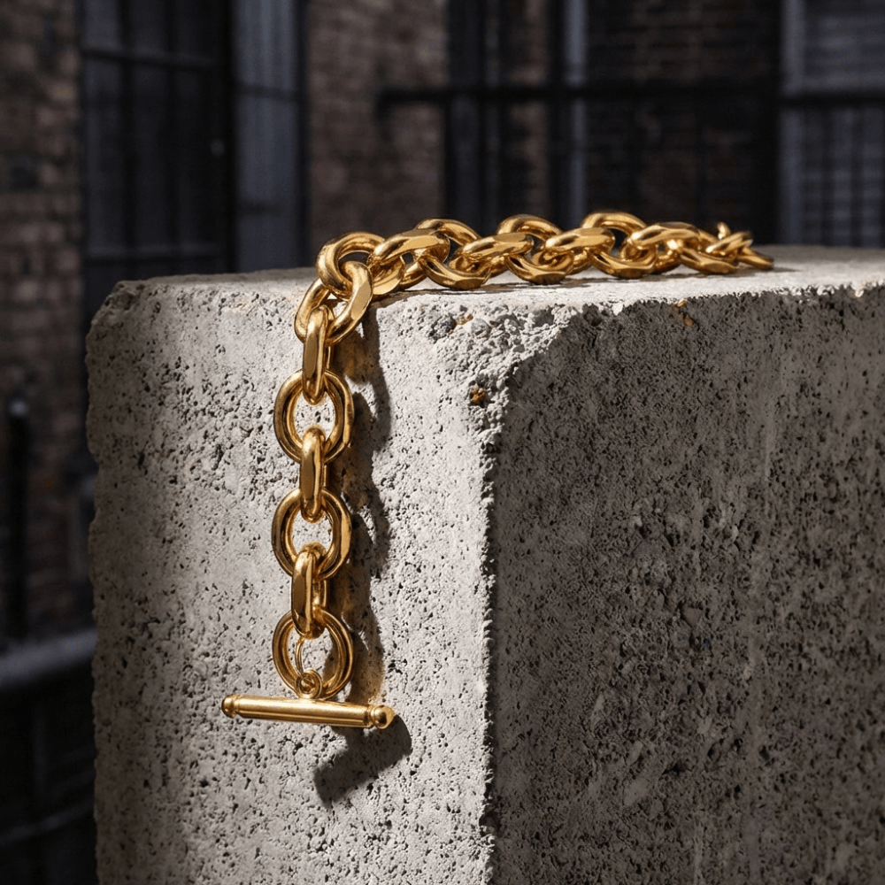 Bracelet gourmette homme or maille chaîne acier inoxydable