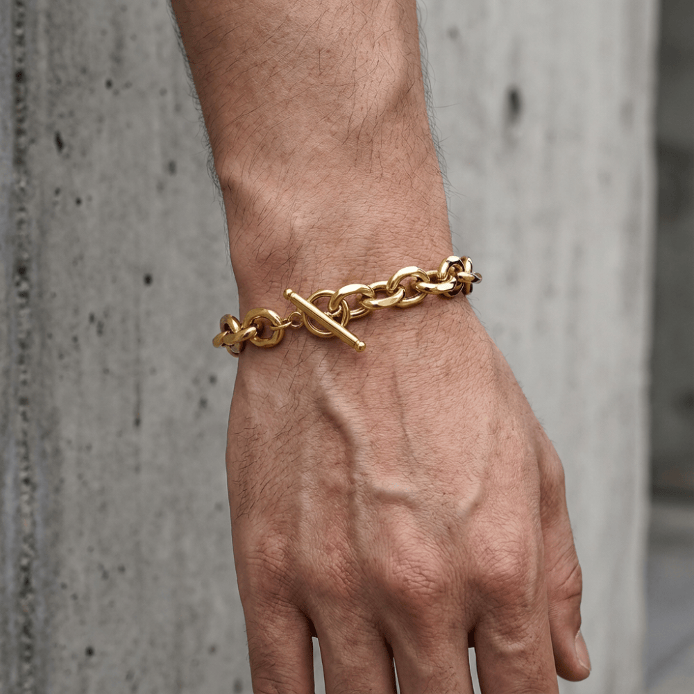Bracelet homme gourmette or acier inoxydable chaîne maille