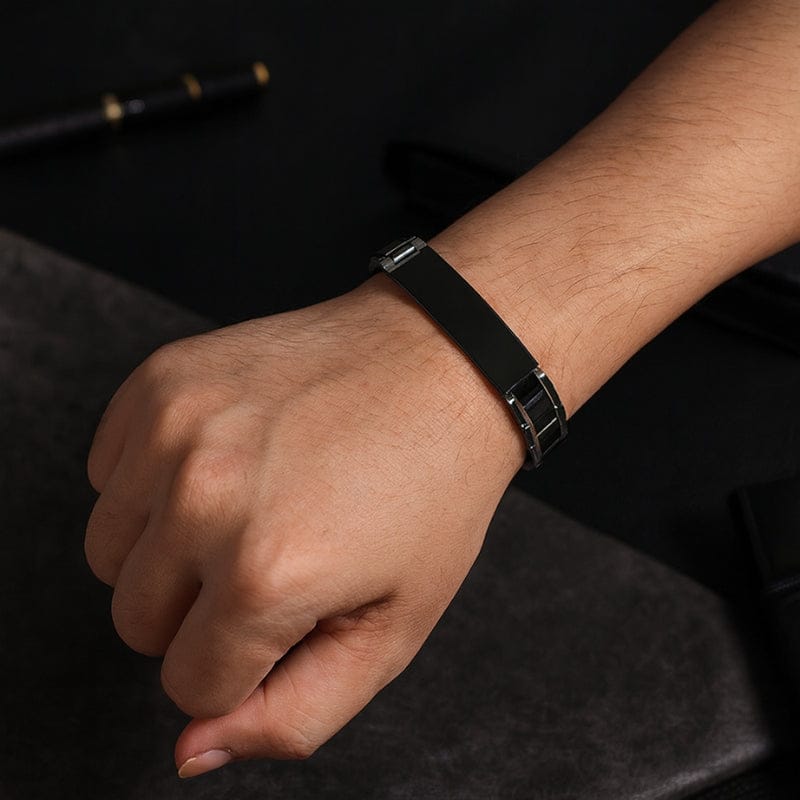 Bracelet acier homme noir personnalisé maillons épais