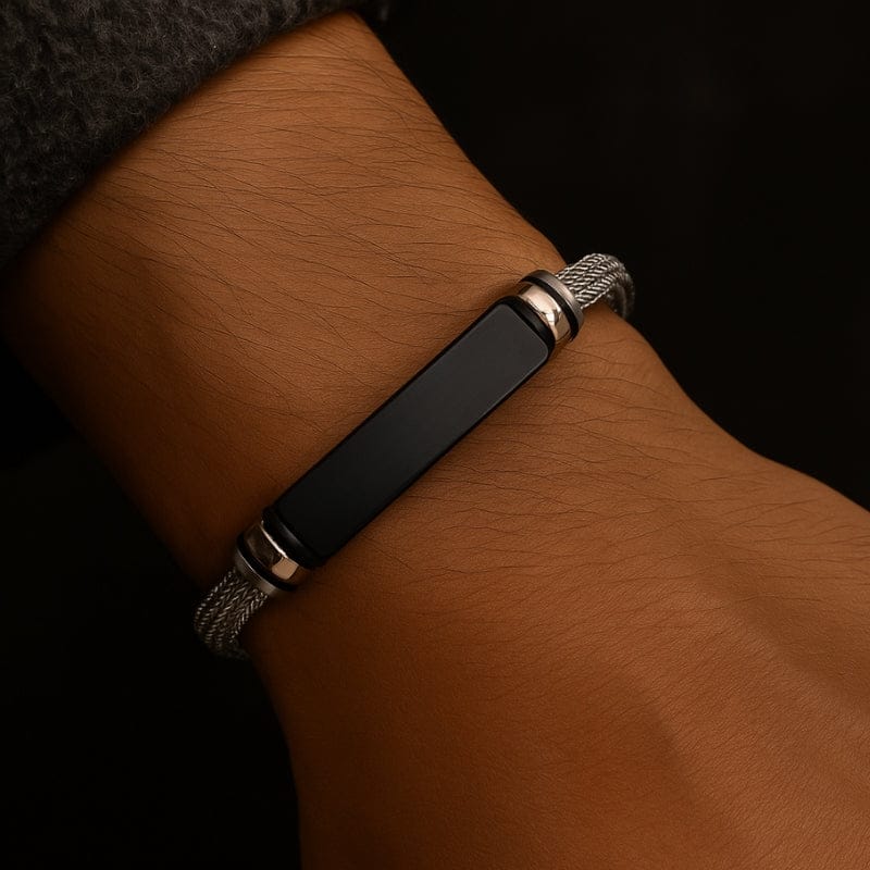 Bracelet acier maille fine homme personnalisé cadeau