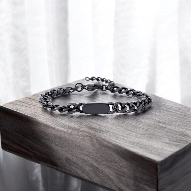 Bracelet gourmette homme personnalisé plaque acier inoxydable gravable