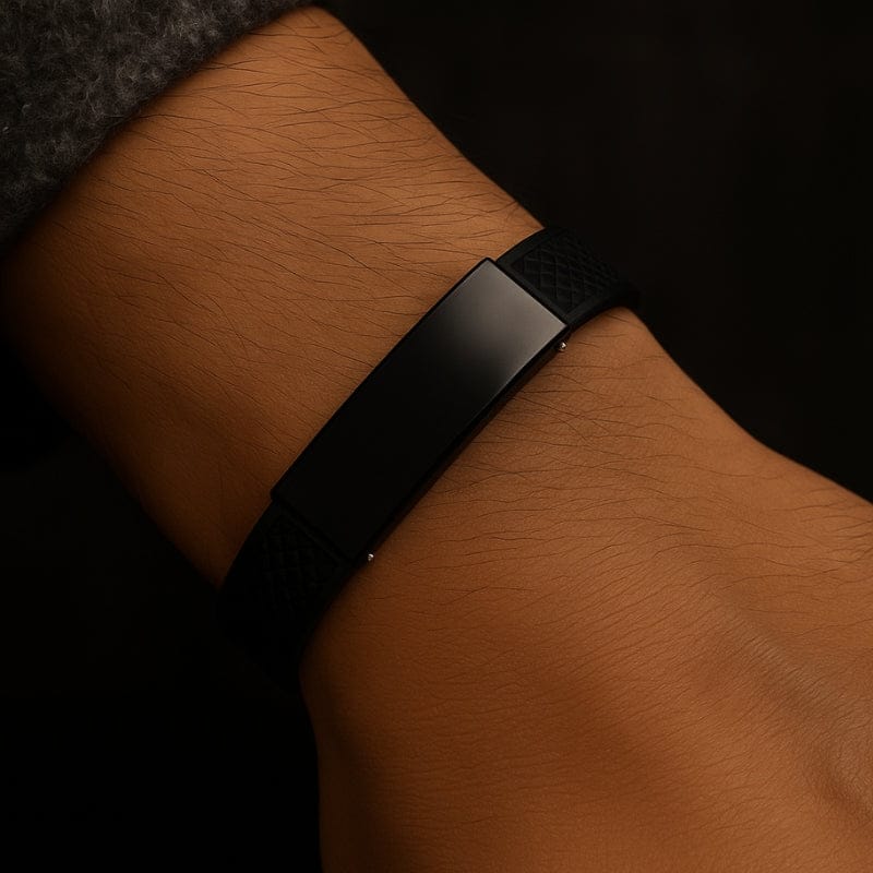 Bracelet Homme Personnalisé Rigide - Silicone et Acier