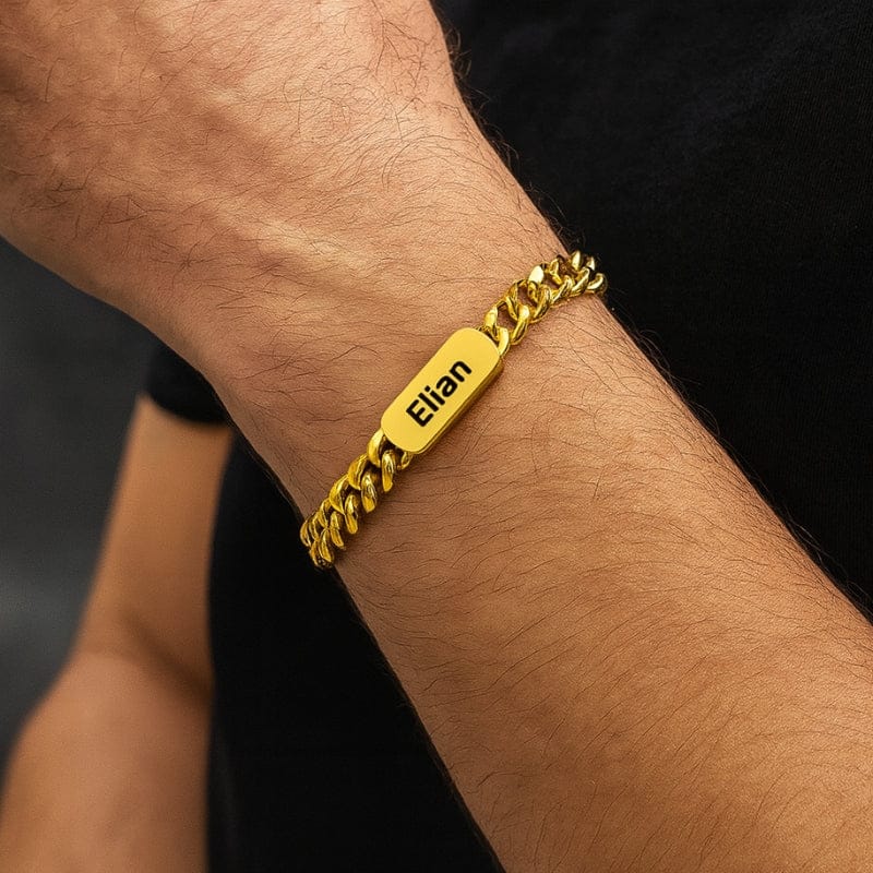 Bracelet homme gourmette personnalisé acier gravure prenom