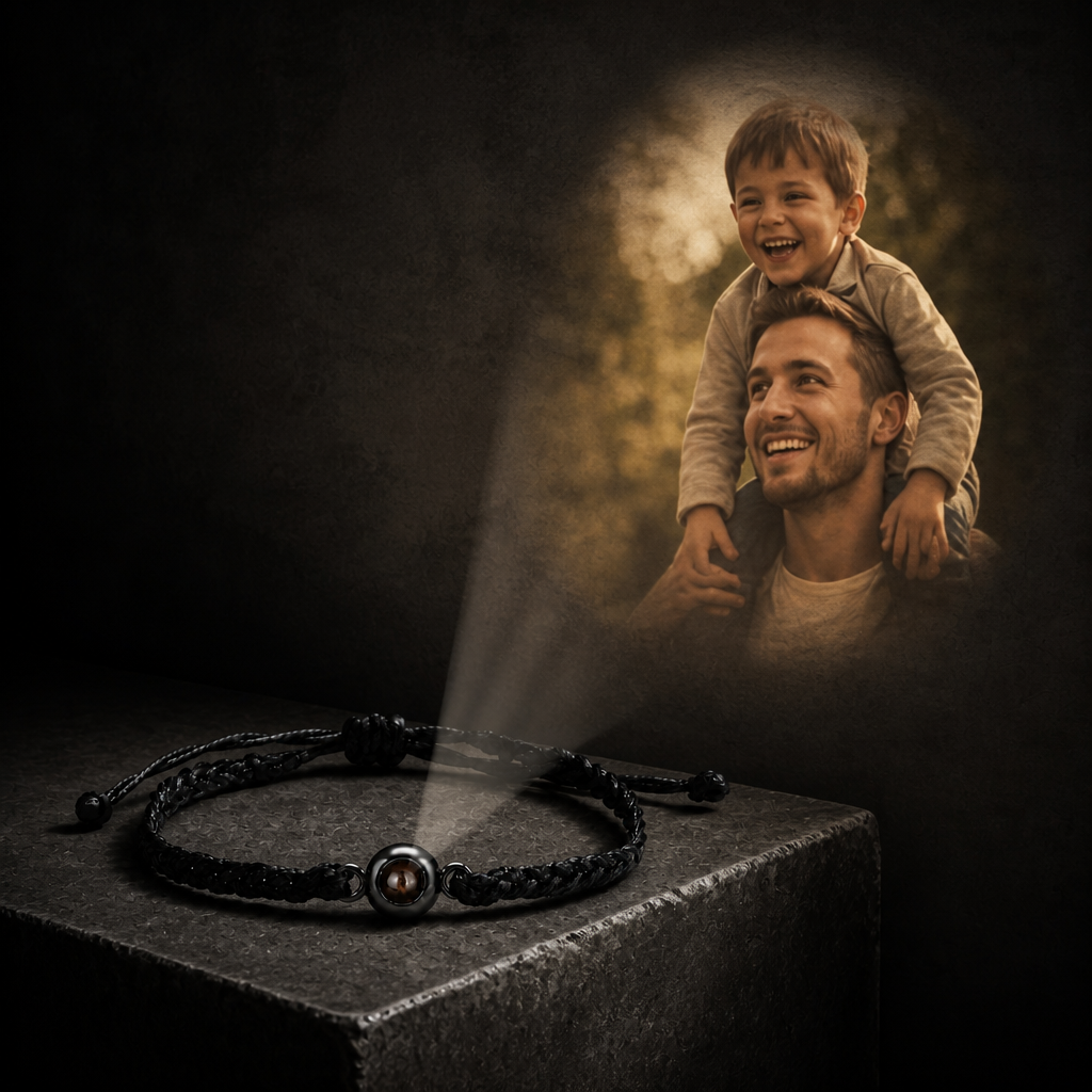 Bracelet photo projection personnalisé dont la photo est projetée sur le mur