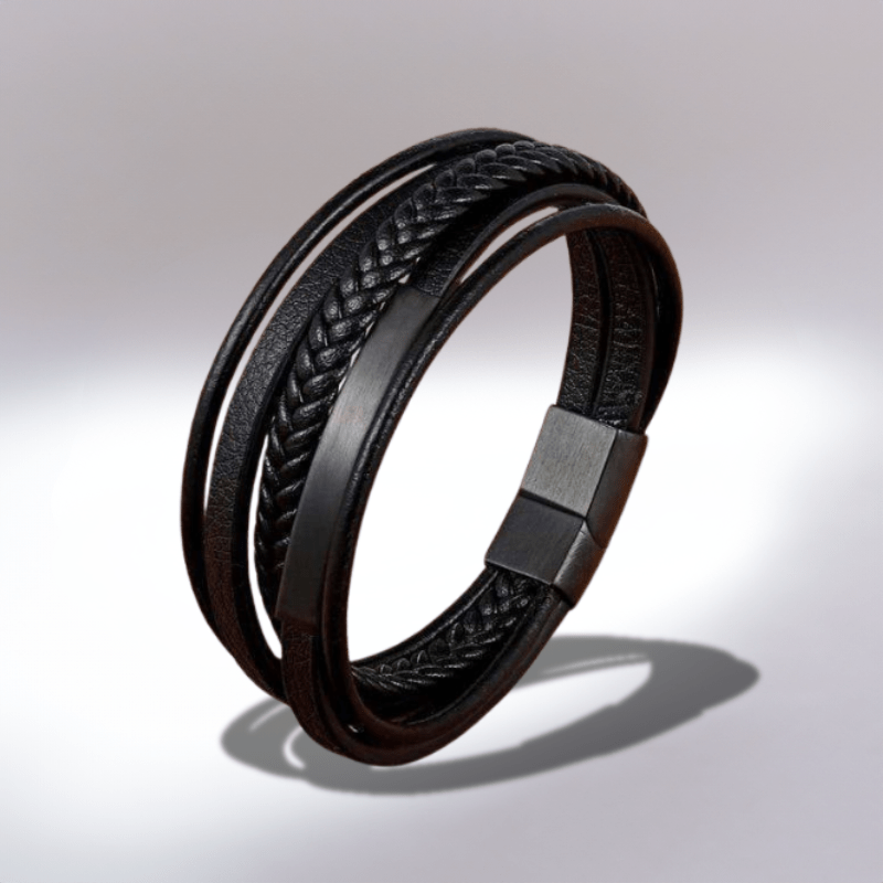 bracelet en cuir pour homme noir