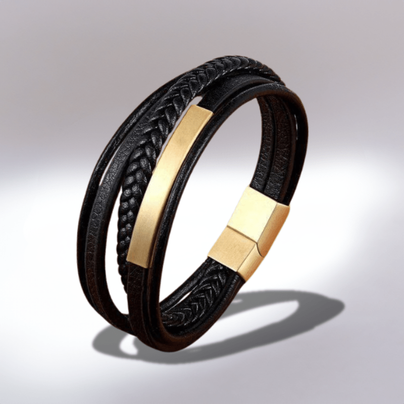 bracelet en cuir pour homme or