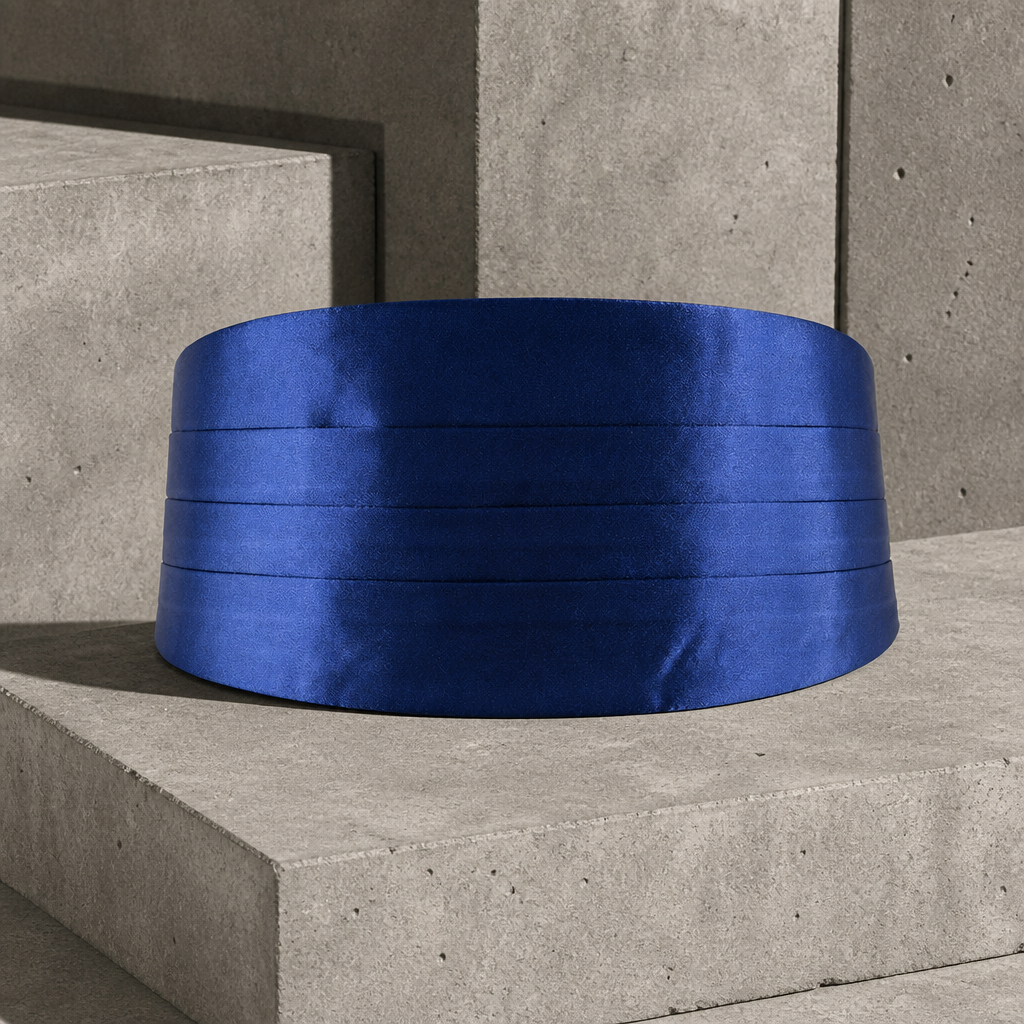 Ceinture de smoking homme en satin bleu roi plissé