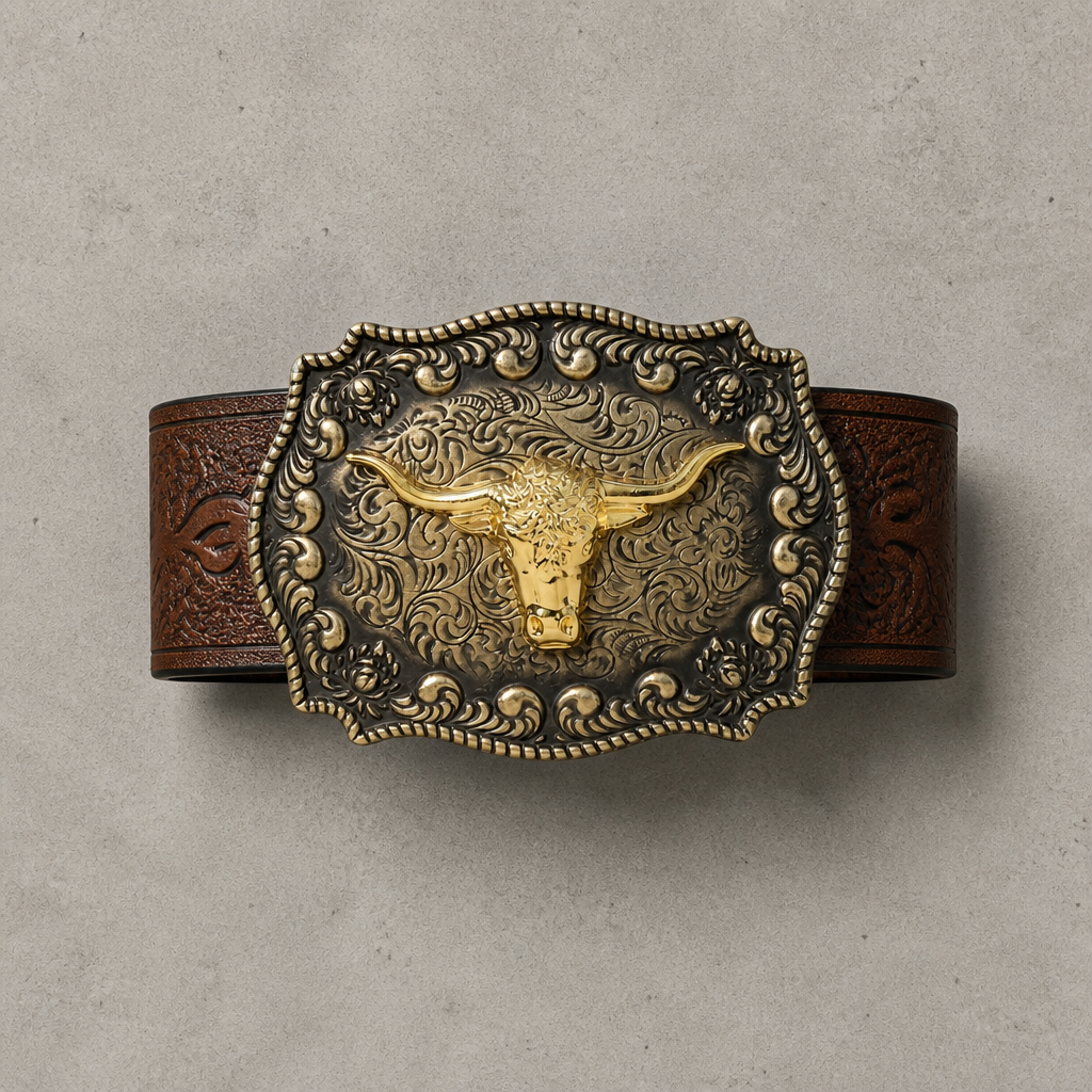 Des Finitions Exemplaires - Ceinture Grosse Boucle Homme Marron à Tête de Taureau