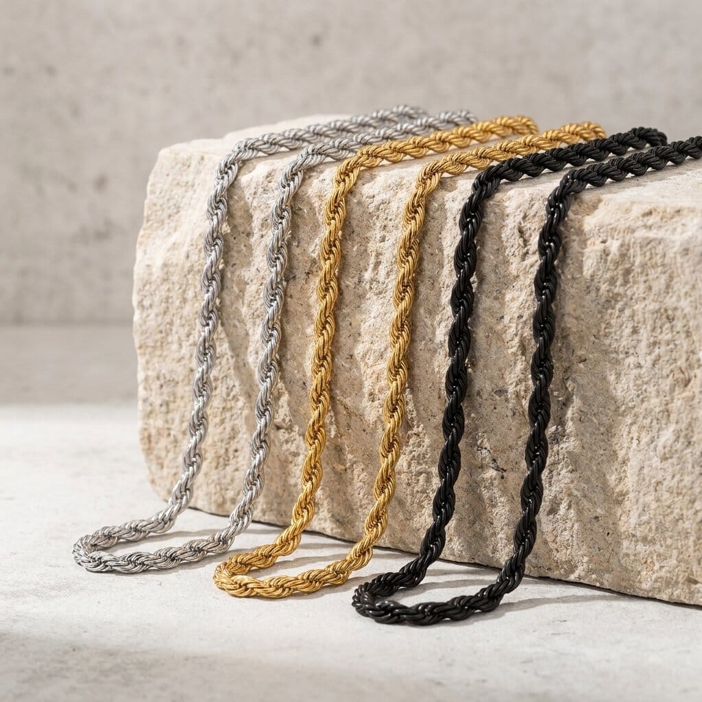 Des Finitions Exemplaires - Chaîne Maille Corde Fine Pour Homme Acier Inoxydable