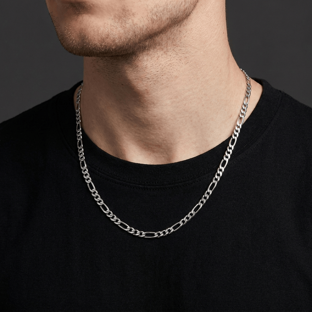 chaine homme maille figaro argent acier inoxydable