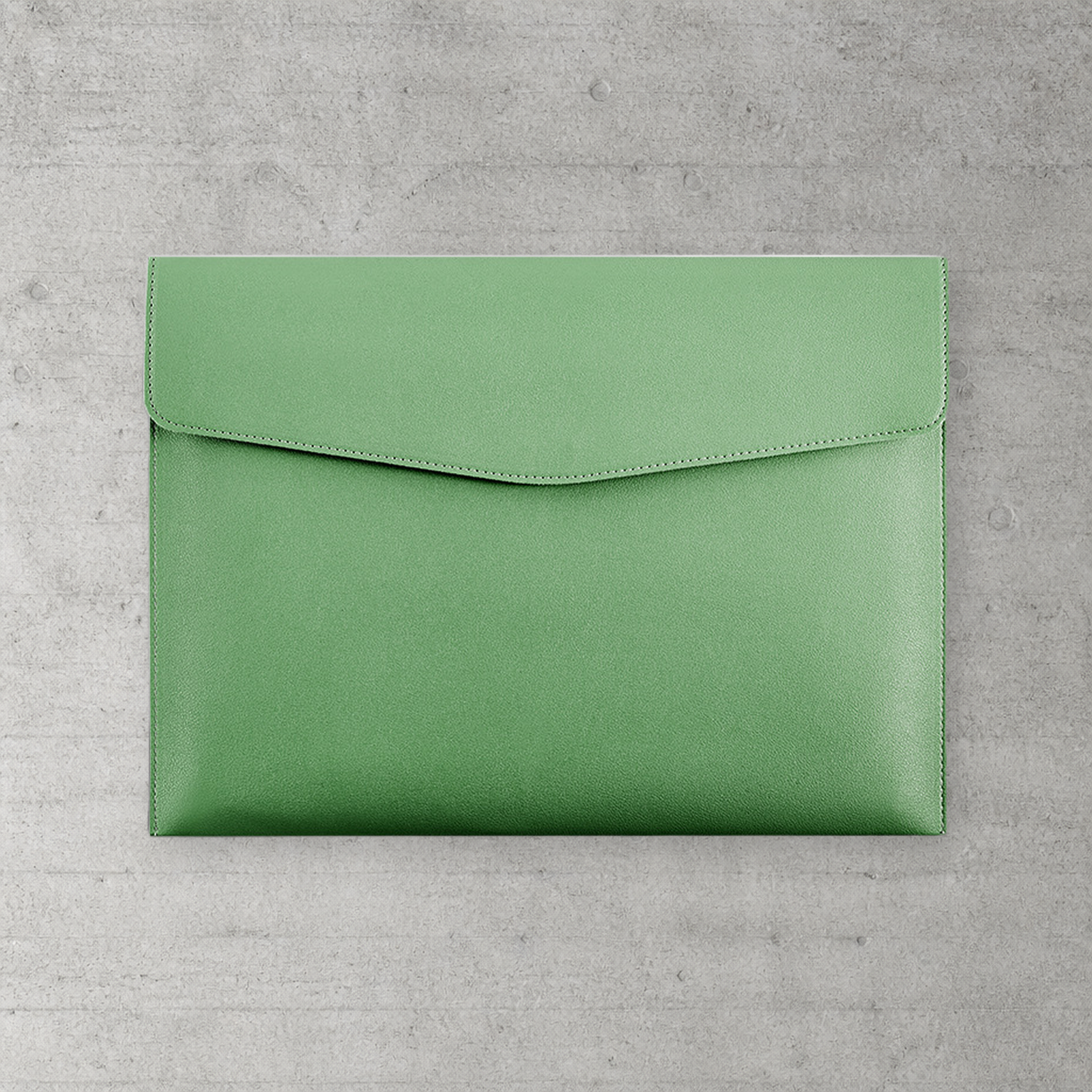 Chemise porte-document A4 en simili cuir vert, surpiqûre ton sur ton