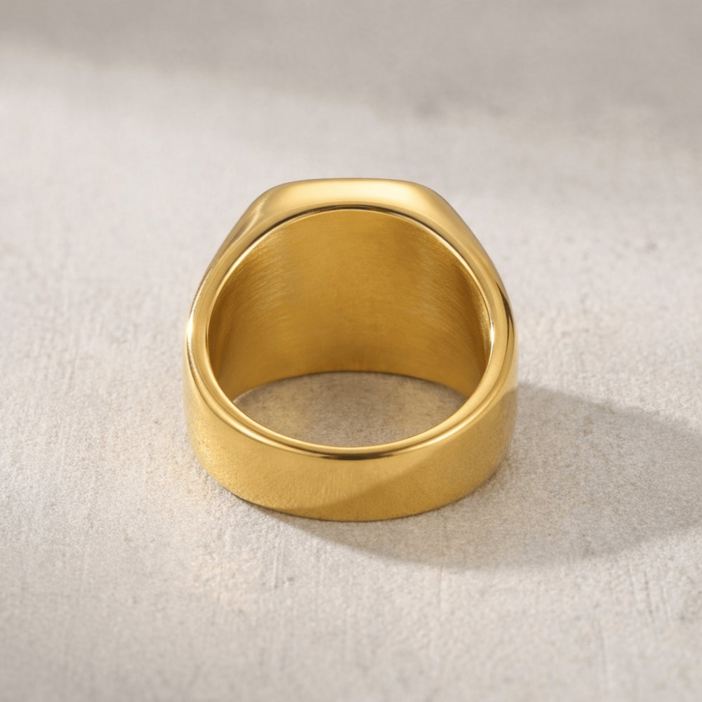 Chevalière homme or intérieur brossé acier inoxydable