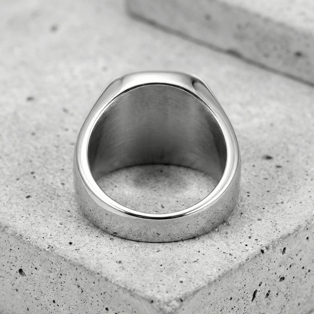 chevalière pour homme acier anneau large poli intérieur