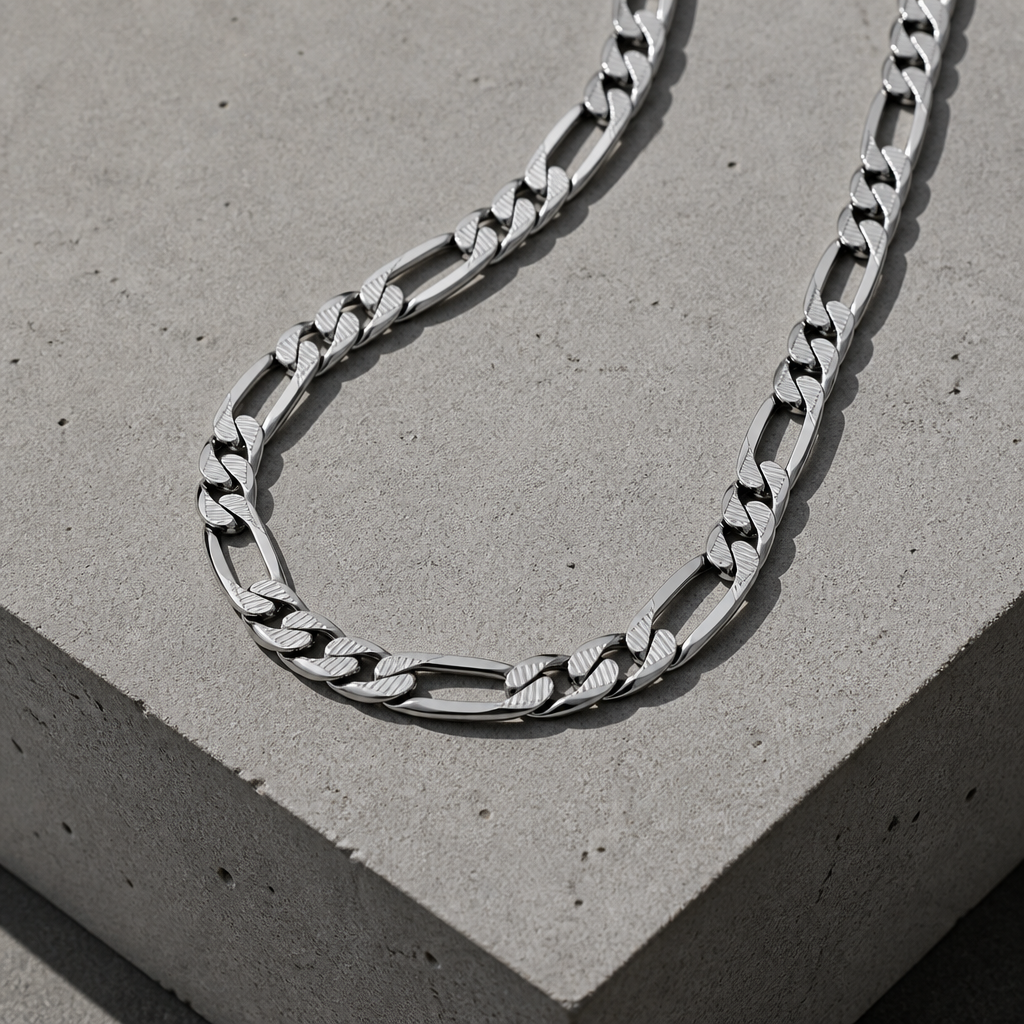 chaine figaro homme argent acier inoxydable