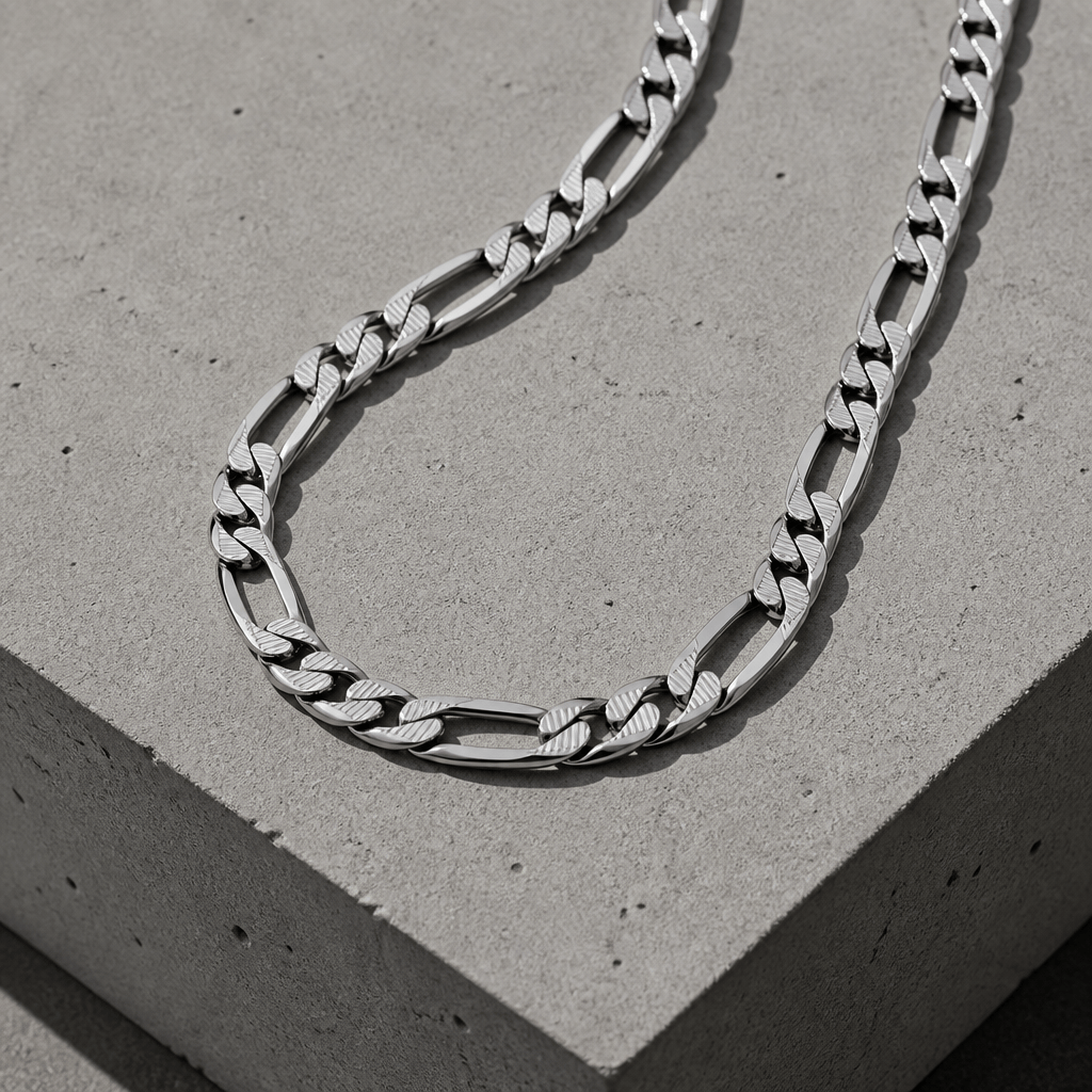 chaine figaro homme argent acier inoxydable