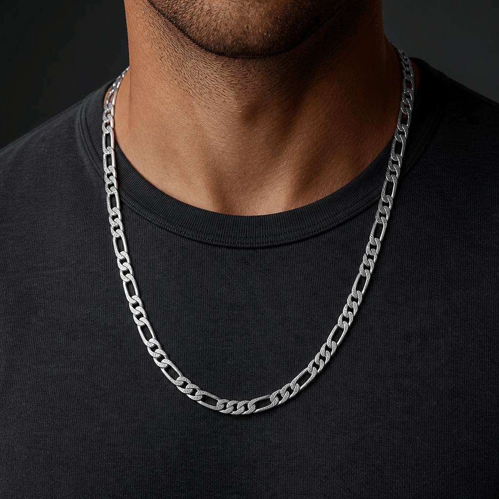 collier chaine homme maille figaro argent acier