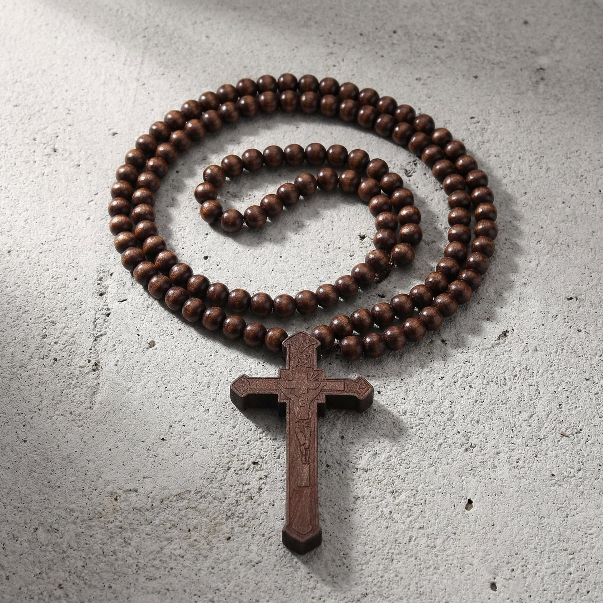 collier chapelet marron perles en bois