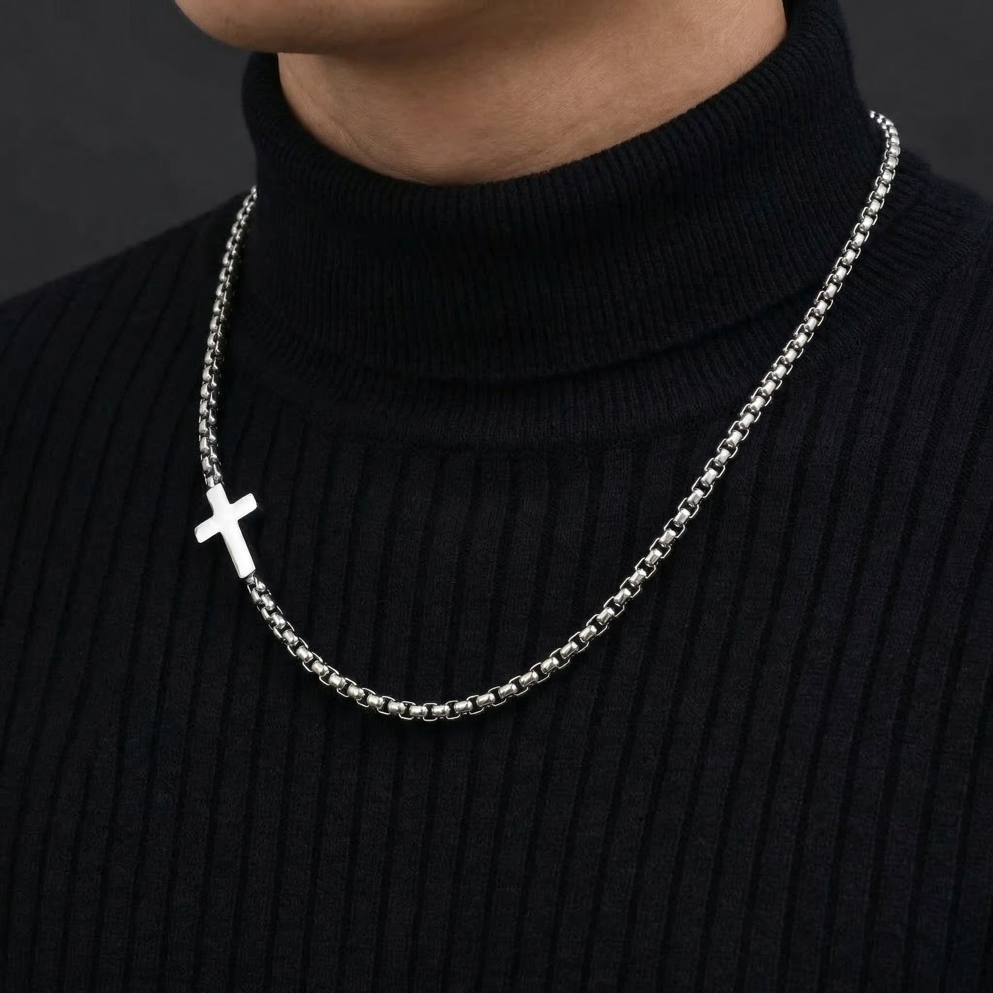 chaine homme croix argent acier inoxydable