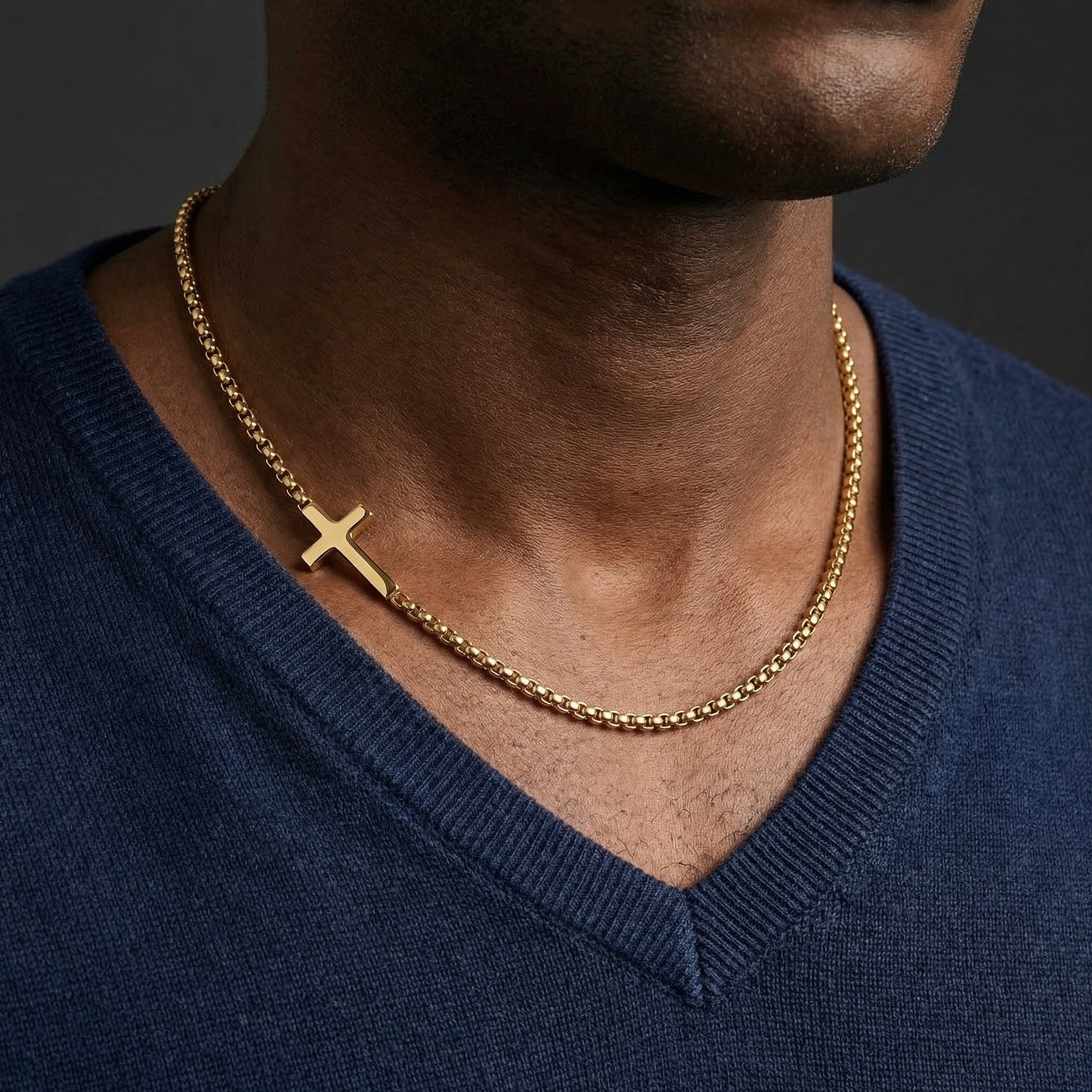 collier homme chaîne croix or acier inoxydable