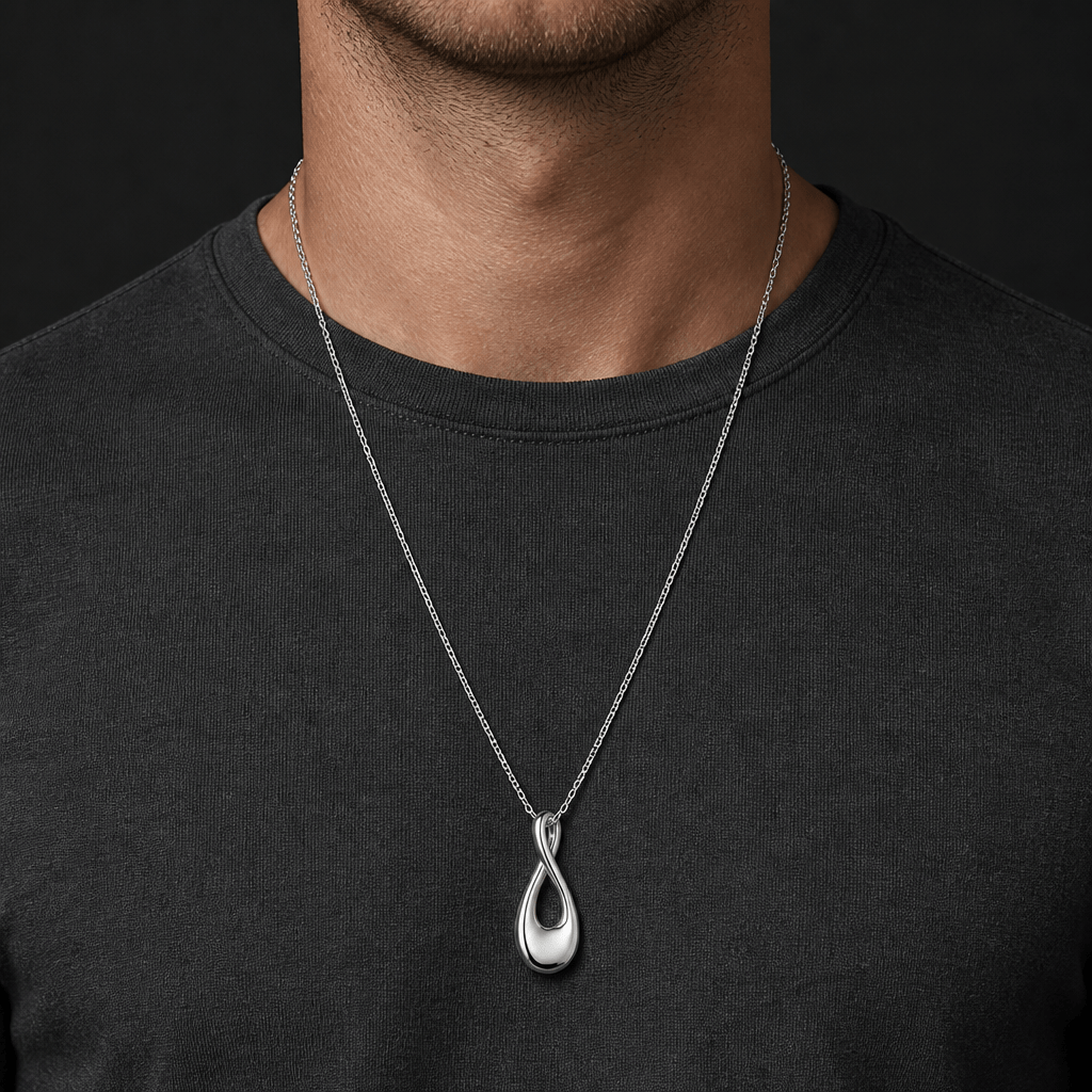collier urne funéraire homme cendres argent porté