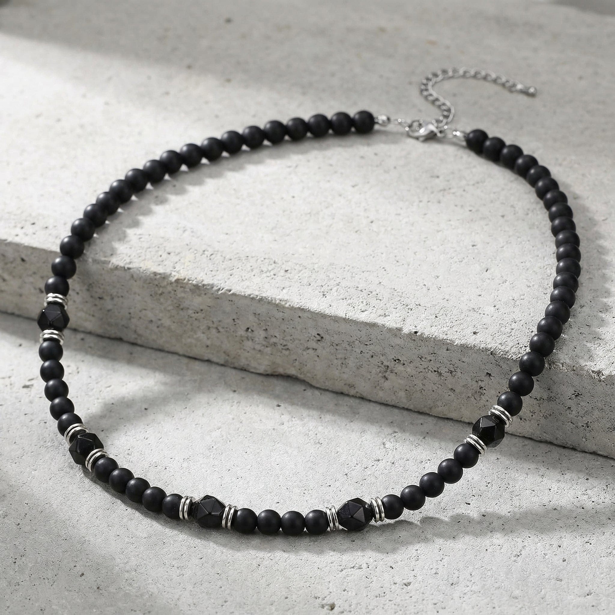 collier homme noir diamant acier