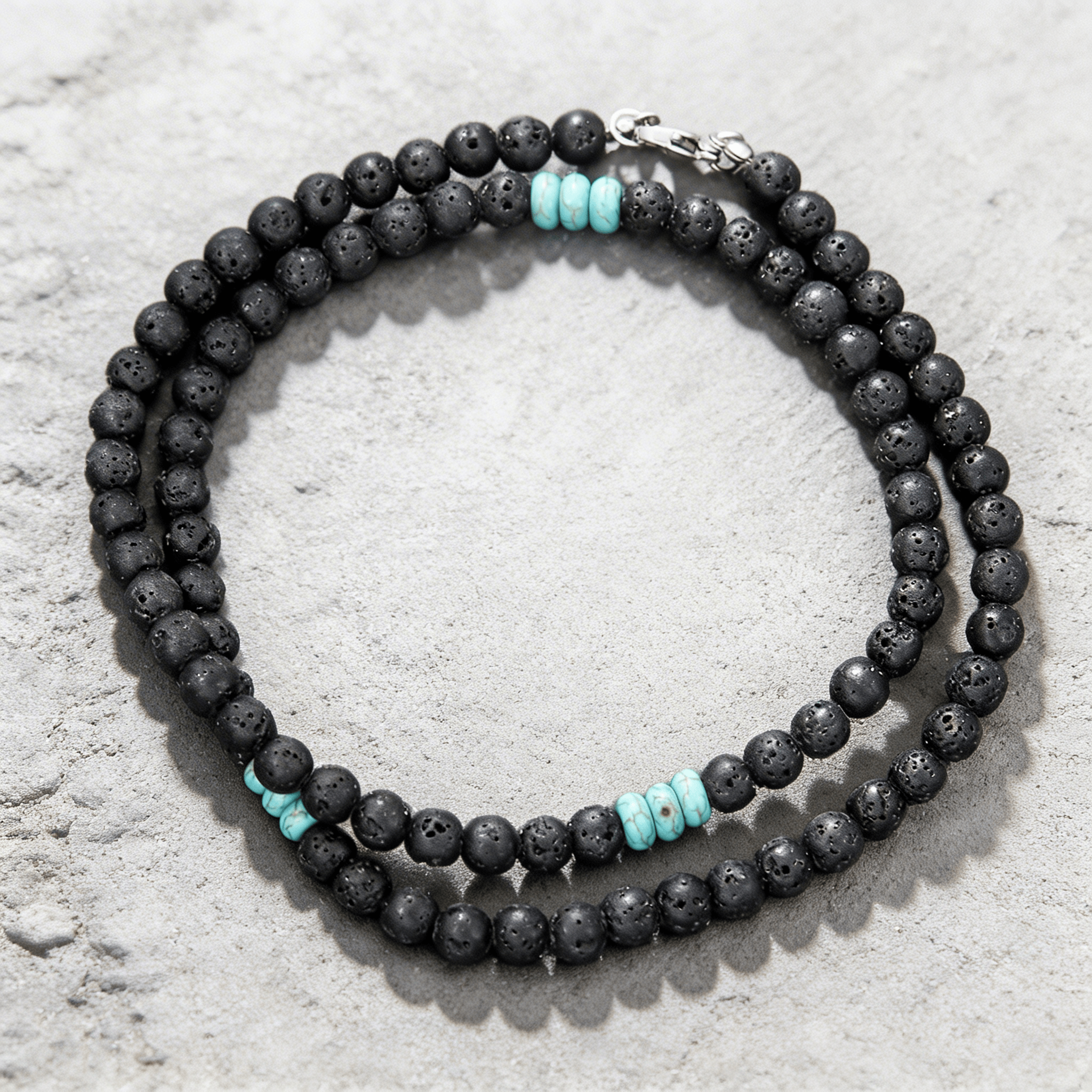 collier homme pierre lave