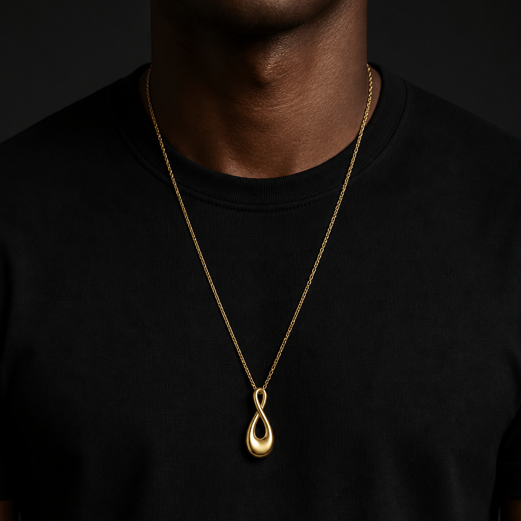 pendentif urne homme or acier bijou souvenir