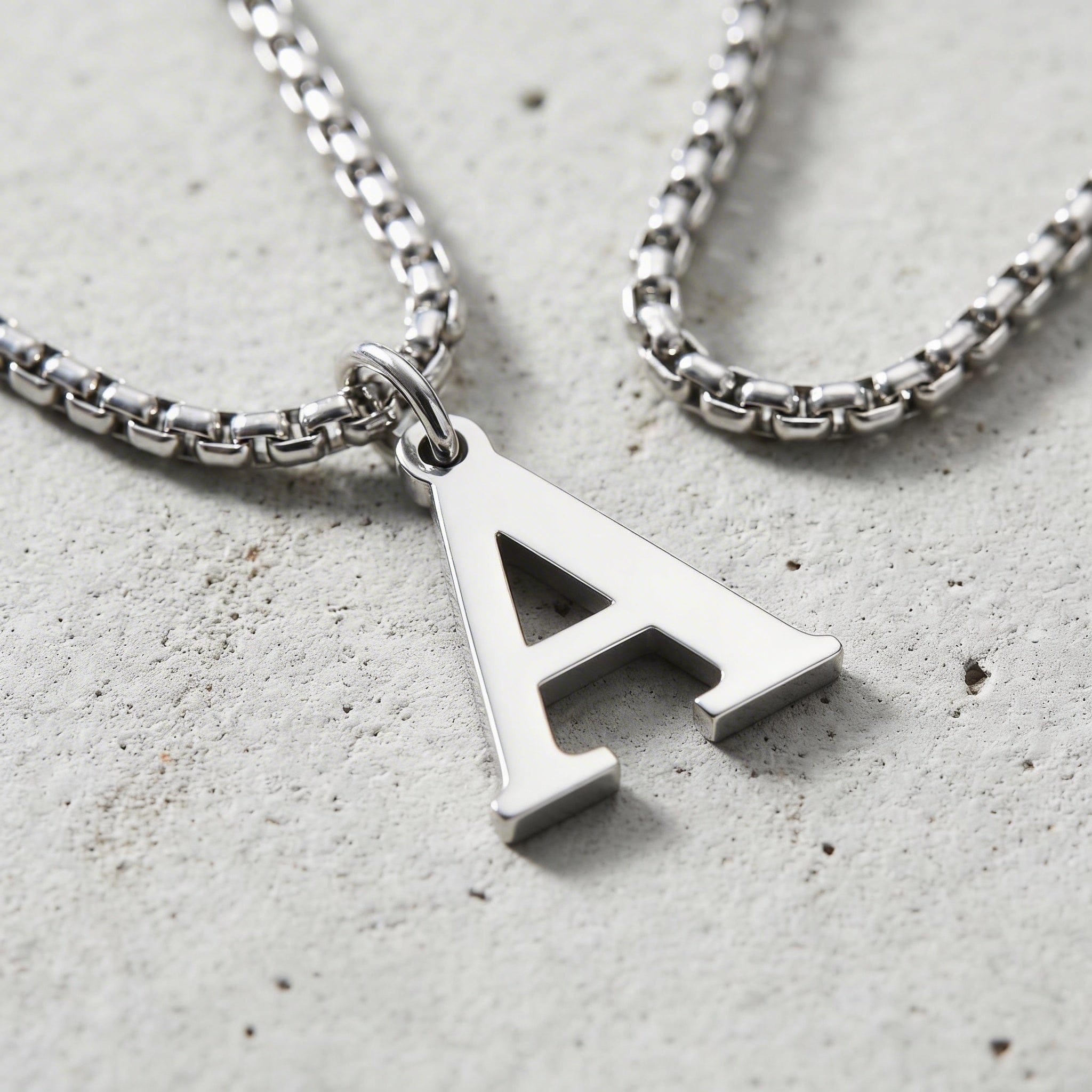Collier Initiale Homme Pendentif Lettre Acier Argent