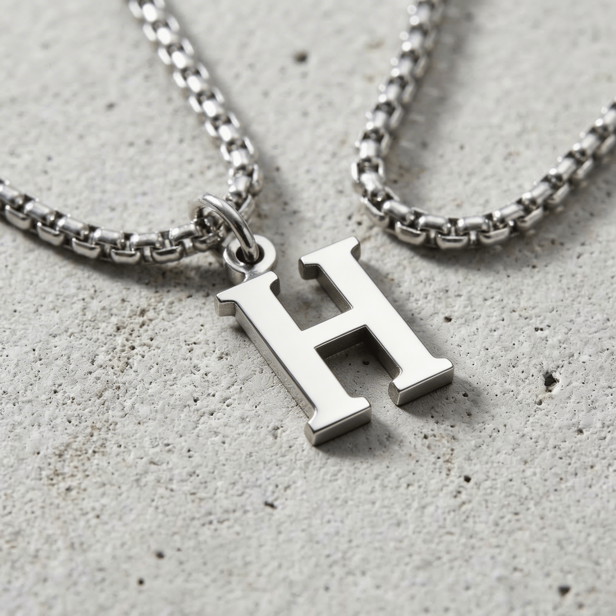 Collier Initiale Homme Pendentif Lettre Acier Argent