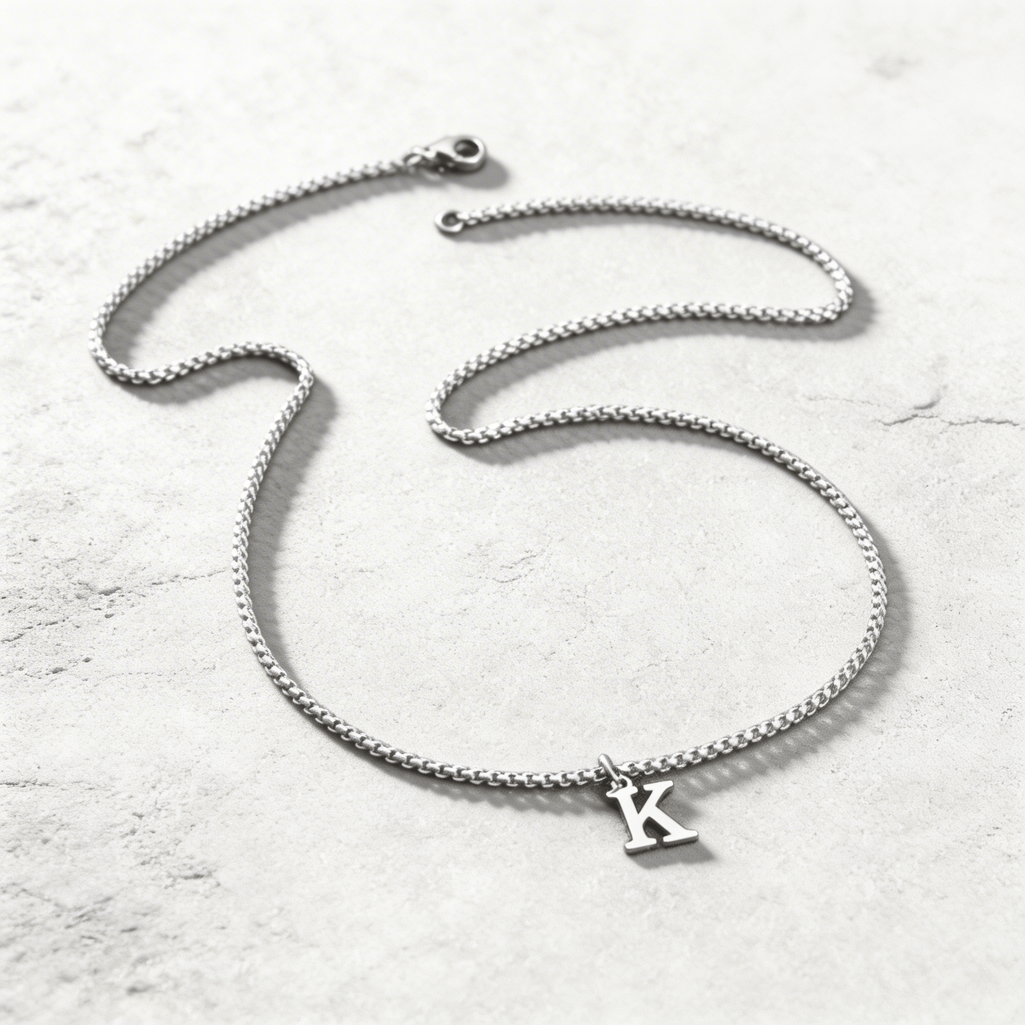 Collier Initiale Homme Pendentif Lettre Acier Argent