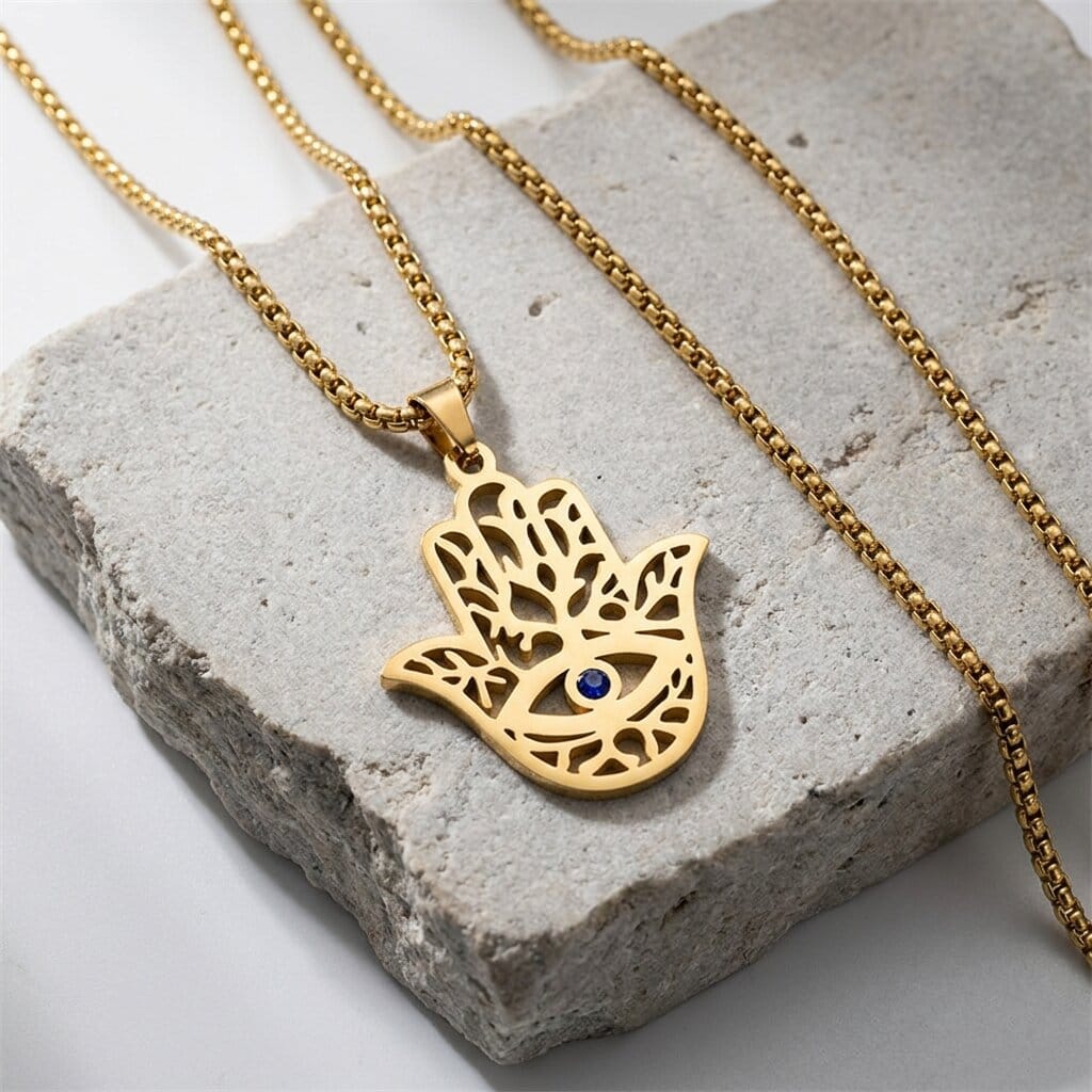 Collier Main de Fatma Homme Pendentif Hamsa Acier