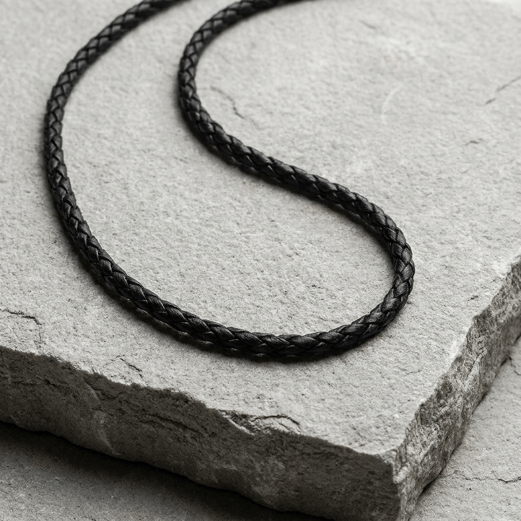 collier noir homme cordon acier inoxydable