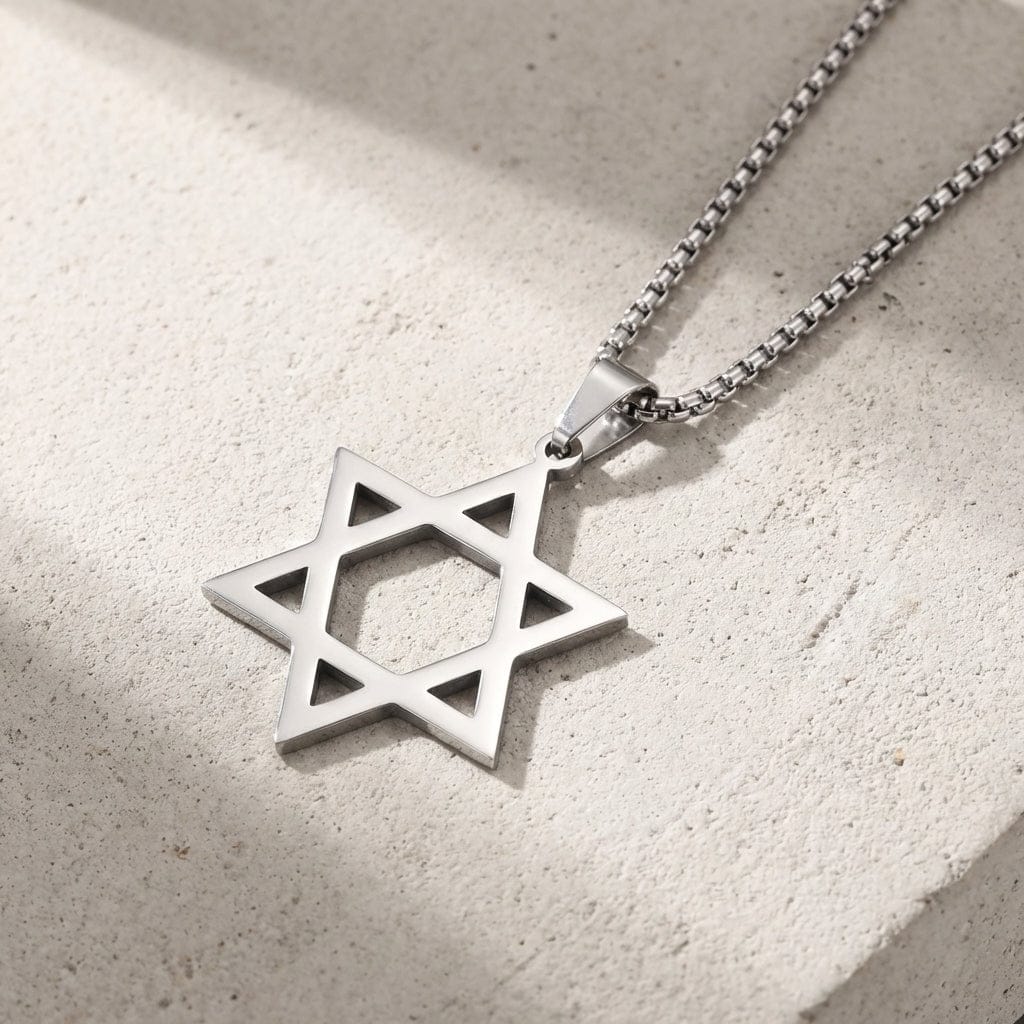 pendentif étoile de david argent en acier