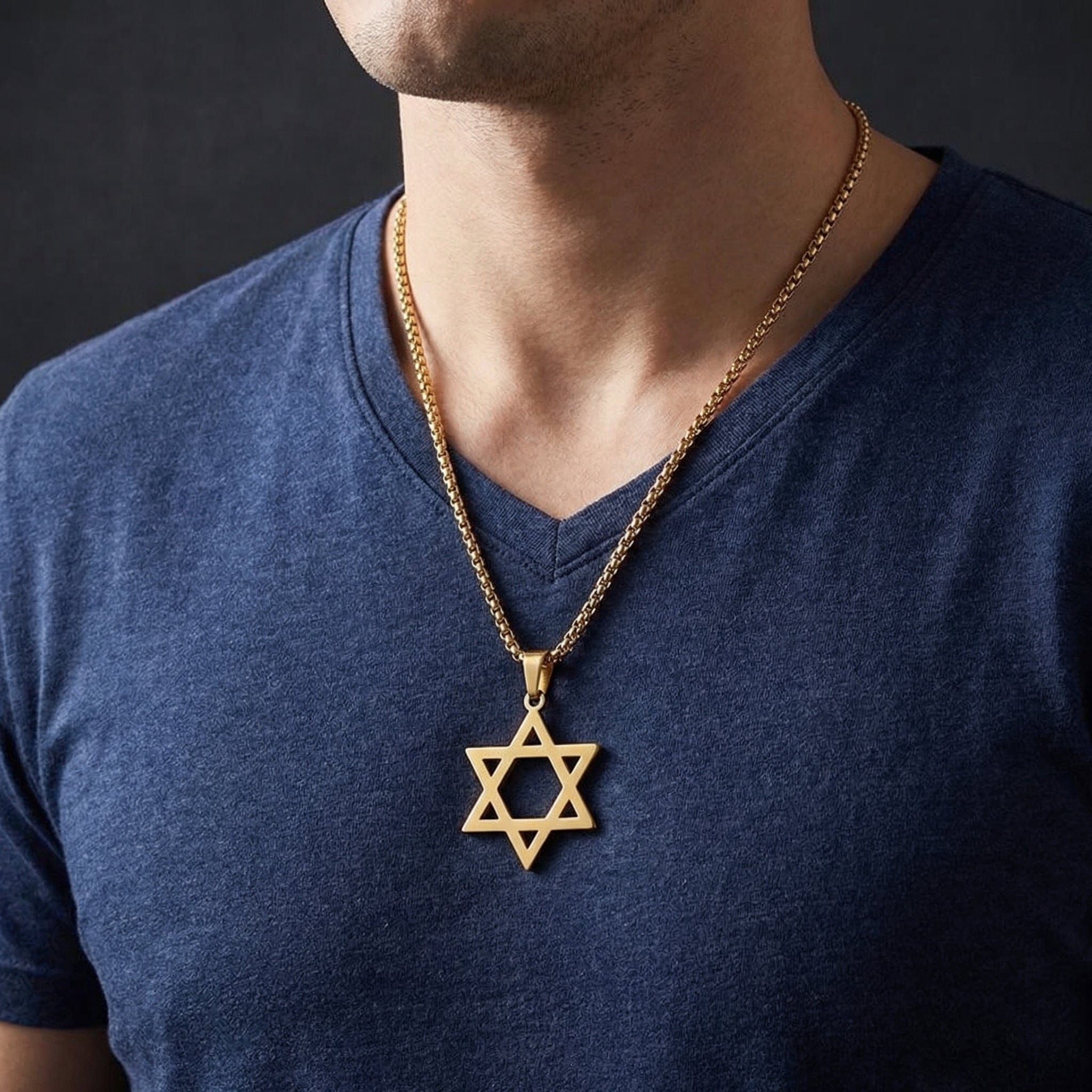 Collier or avec pendentif étoile juive