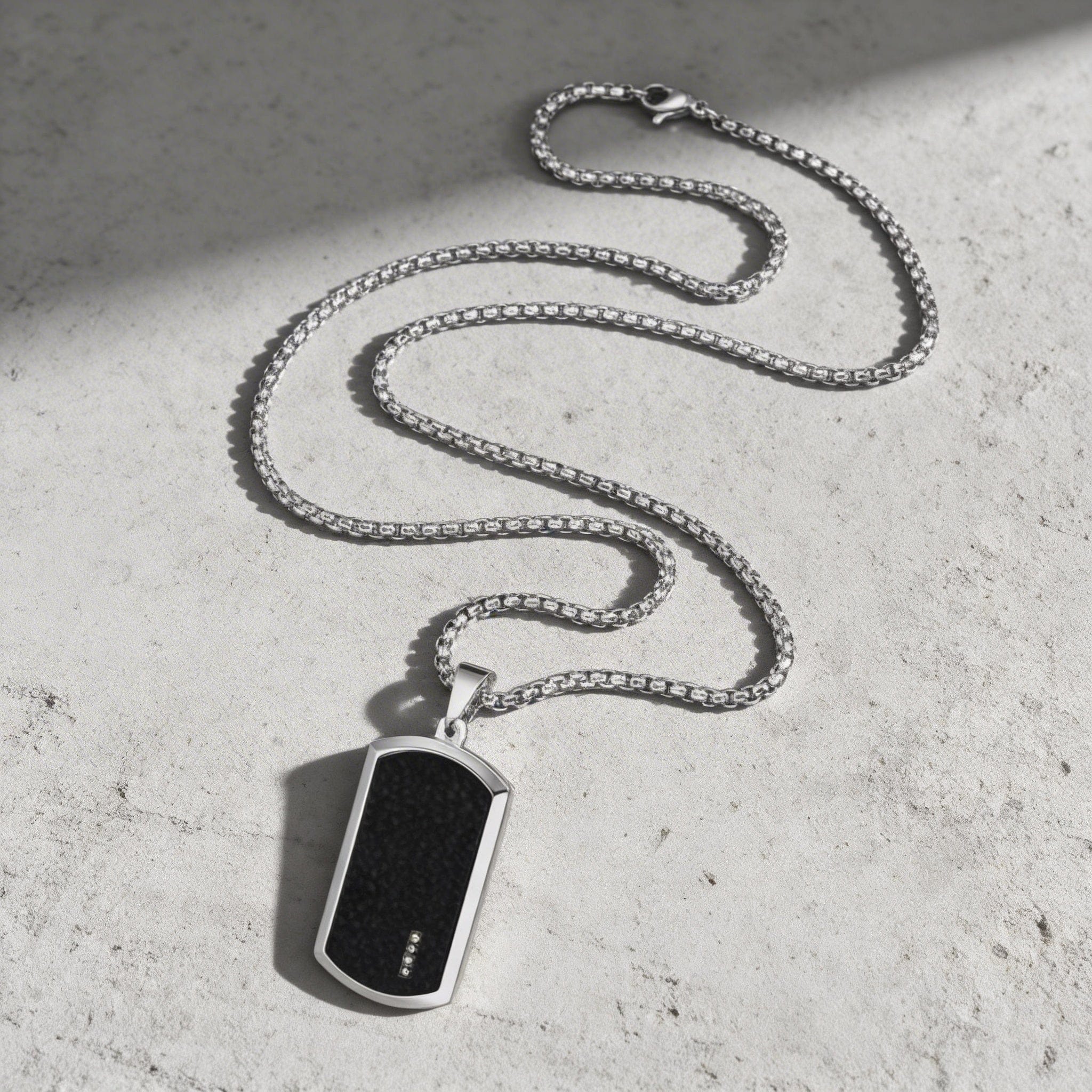 Collier Pendentif Homme Zircon Acier Inoxydable