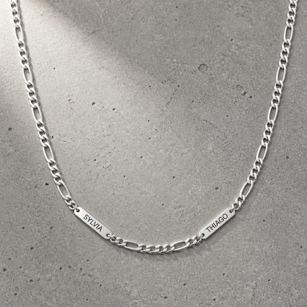 collier prénom homme personnalisé gravé maille figaro argent