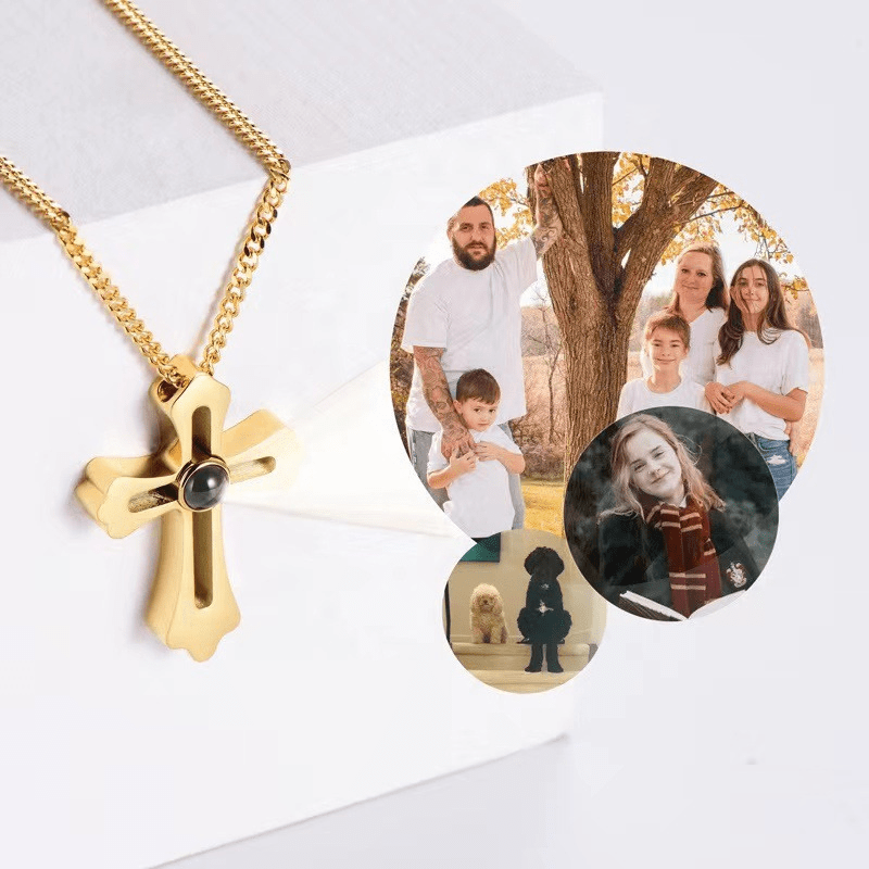 Collier Croix Personnalisé avec Photo