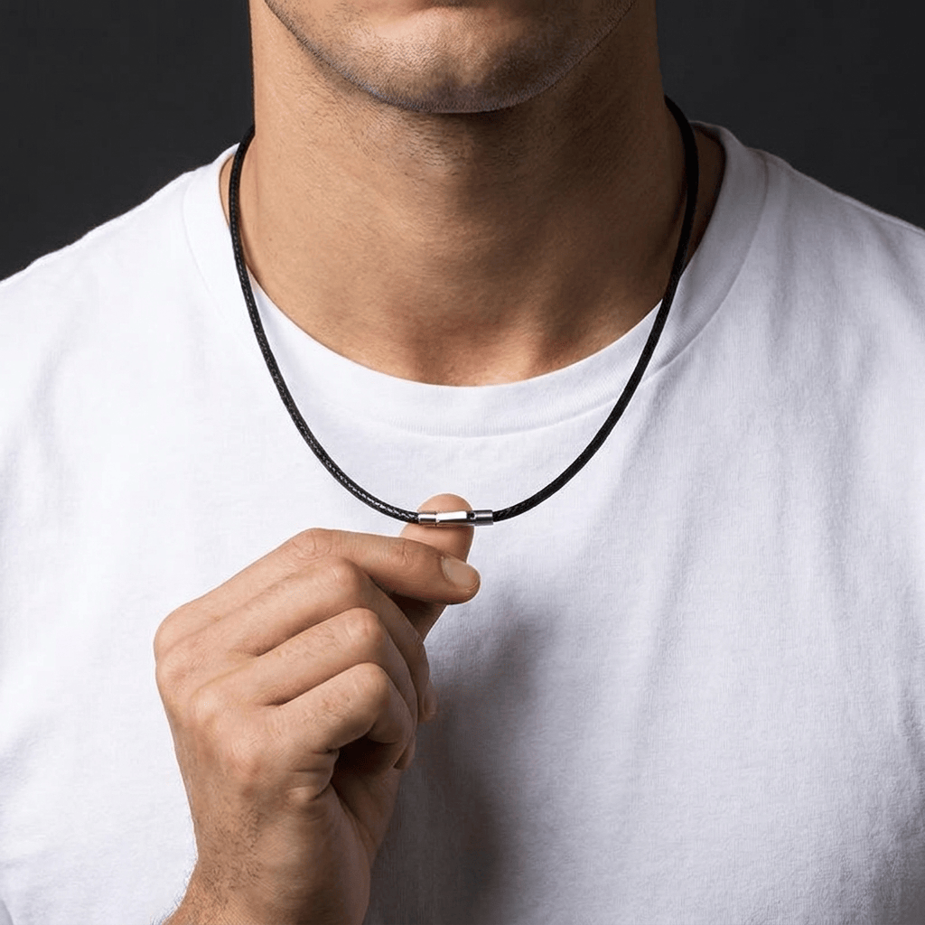 collier homme cordon tresse acier inoxydable