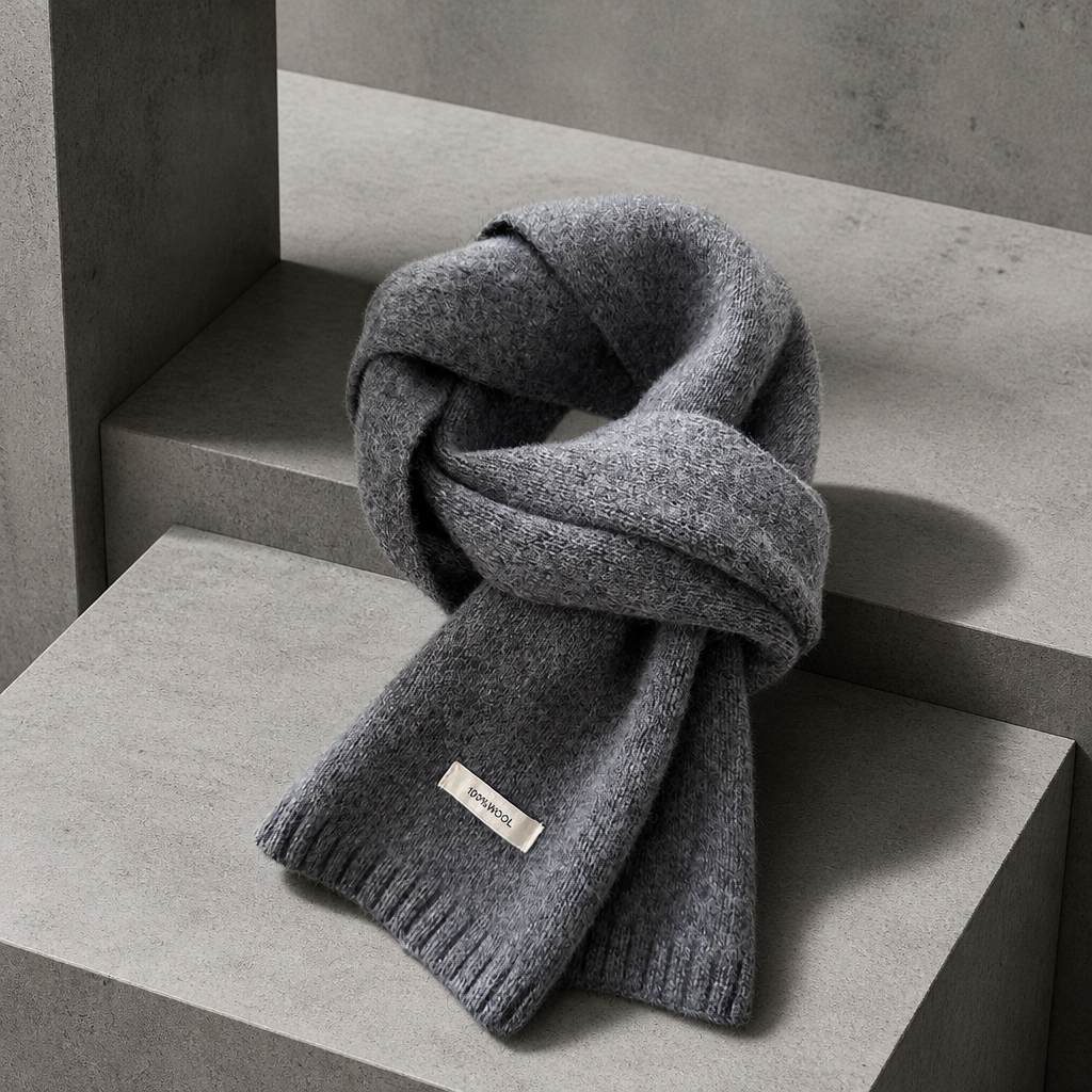Écharpe chaude homme en maille de laine, coloris gris