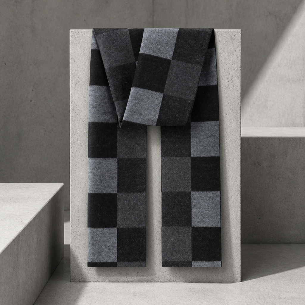 Écharpe hiver homme en jacquard brossé, coloris gris