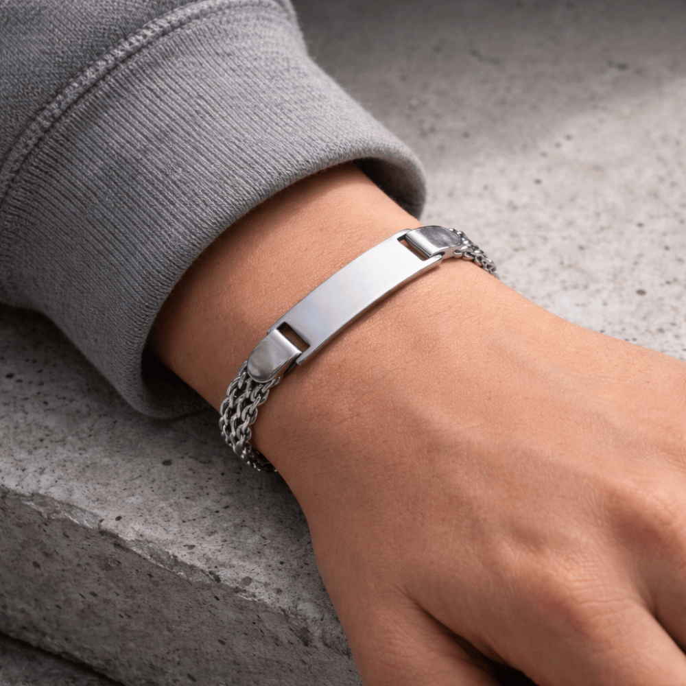 Gourmette enfant argent maille tressée bracelet acier inoxydable