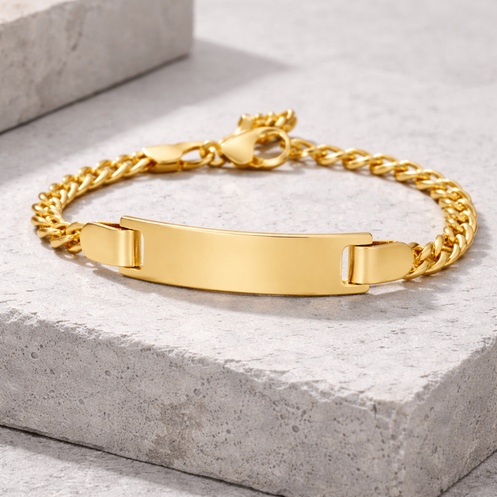 Gourmette enfant garçon or acier inoxydable bracelet personnalisable