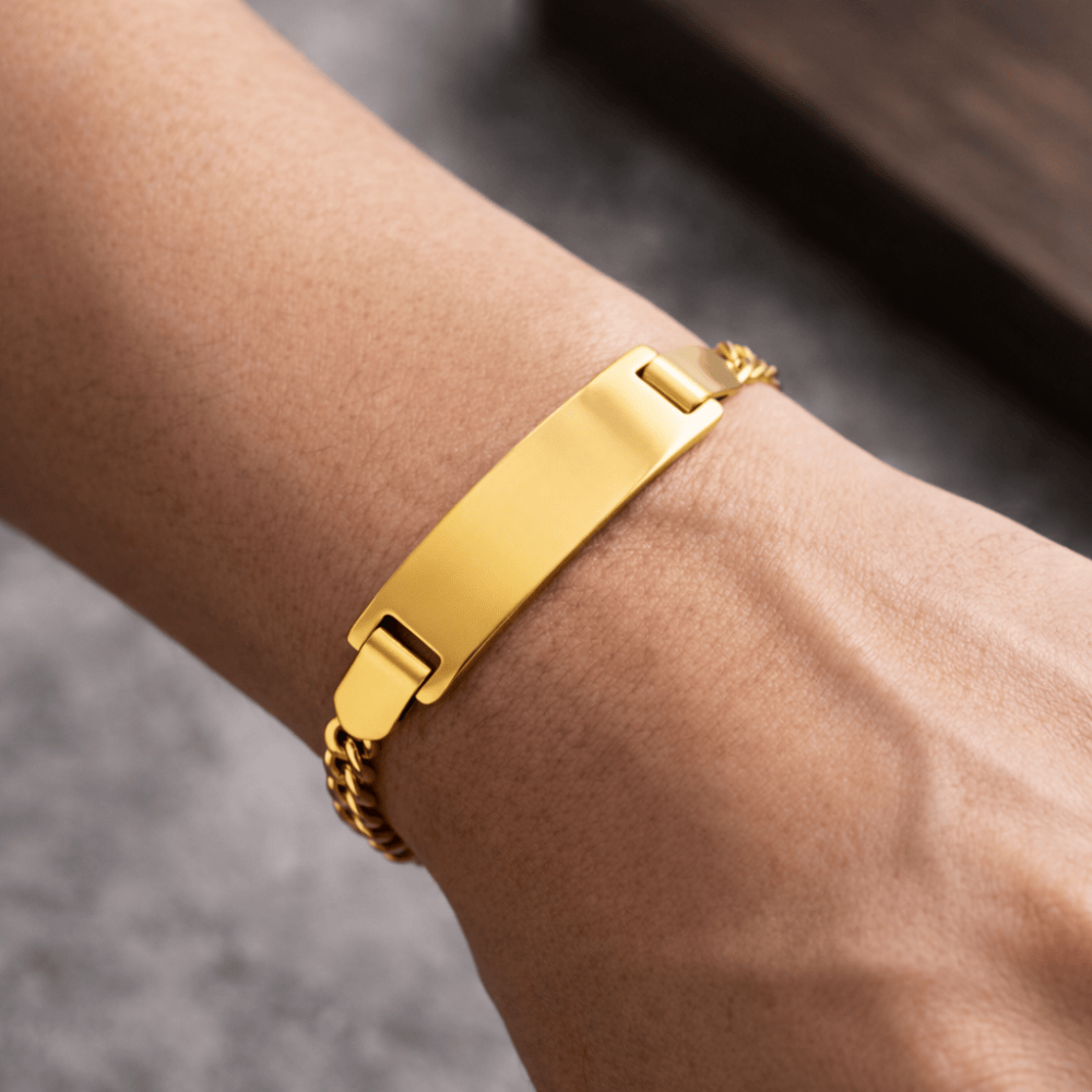 Gourmette garçon or bracelet enfant acier inoxydable personnalisable