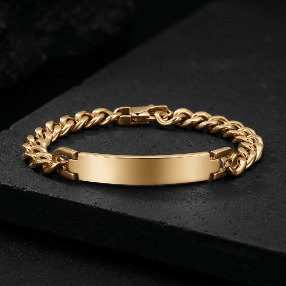 Gourmette homme à graver or acier inoxydable maille cubaine