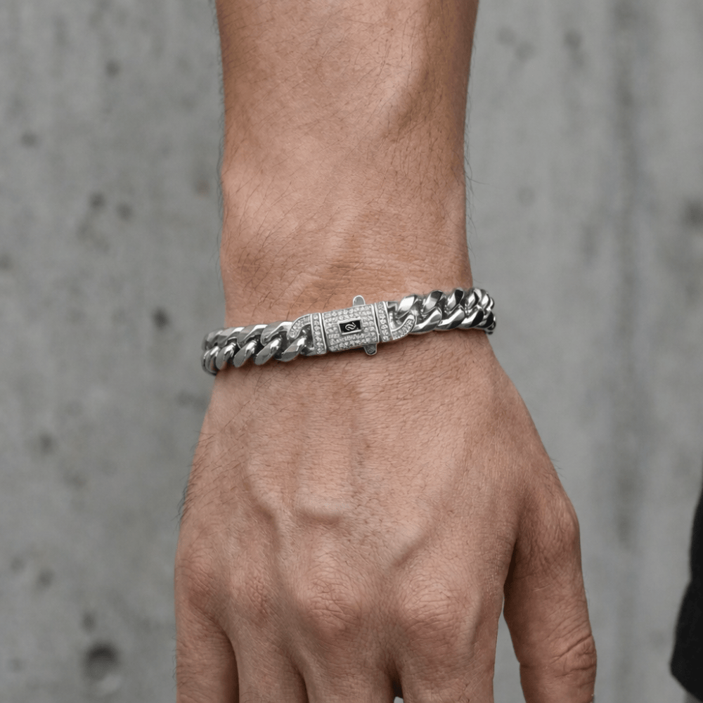 Chaîne gourmette homme argent acier inoxydable maille cubaine